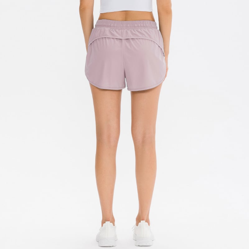 Layered Running Shorts with Drawstring Waist - Light Pink