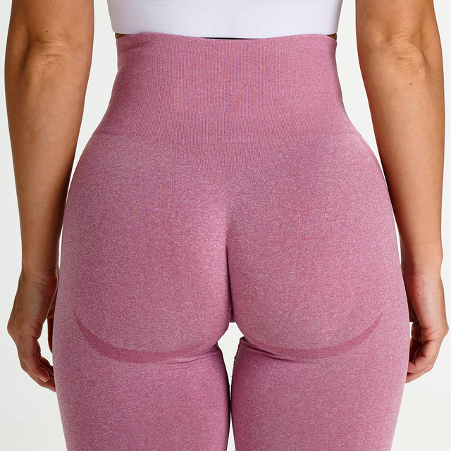 High-Waisted Leggings with Textured Panels - Mauve