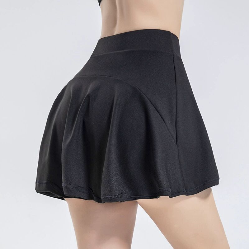 High-Waisted Flared Skort - Black