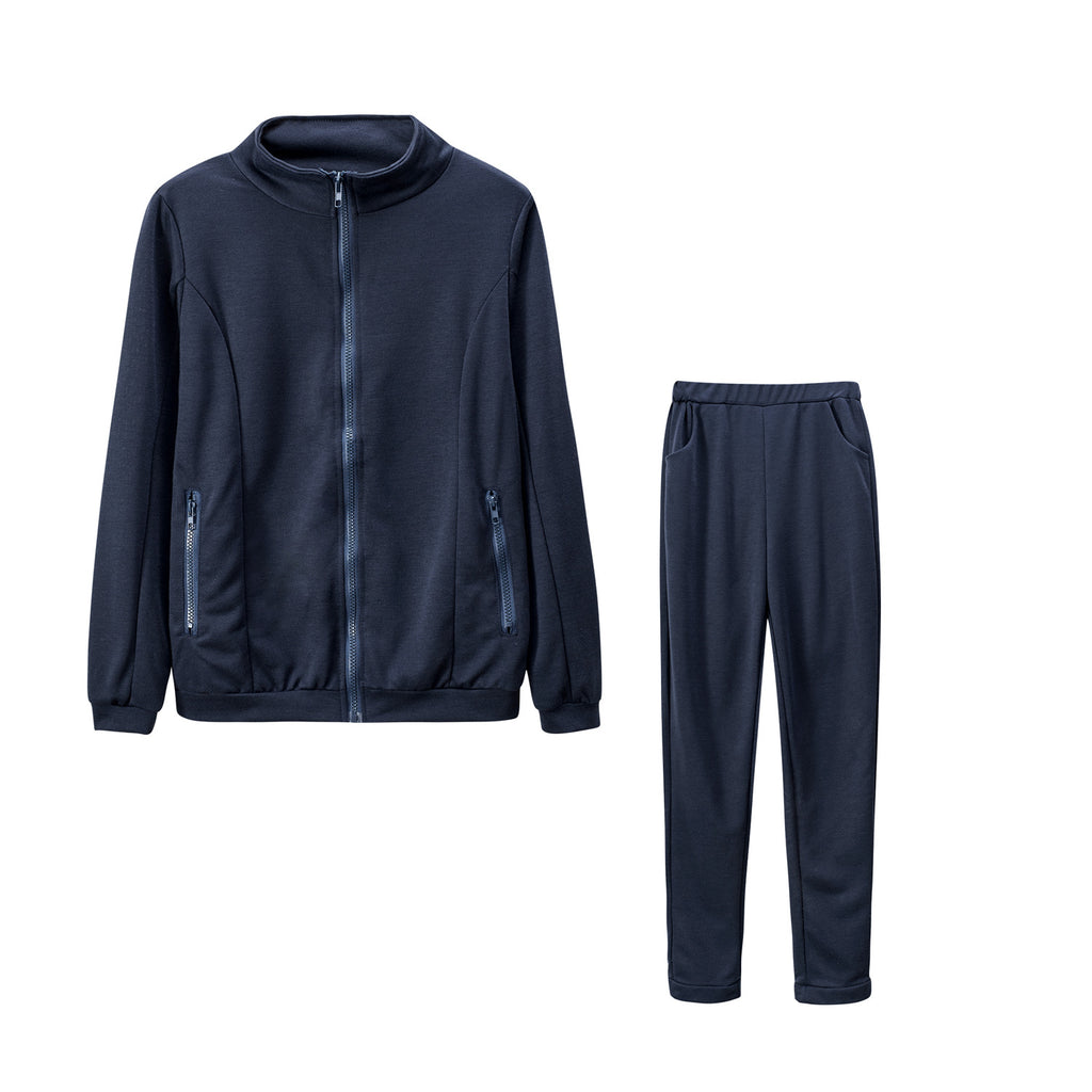 Zip-Up Jacket and Cuffed Joggers Set - Navy