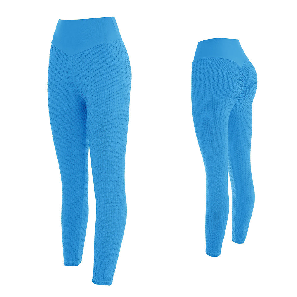 High-Waisted Textured Cropped Leggings - Blue