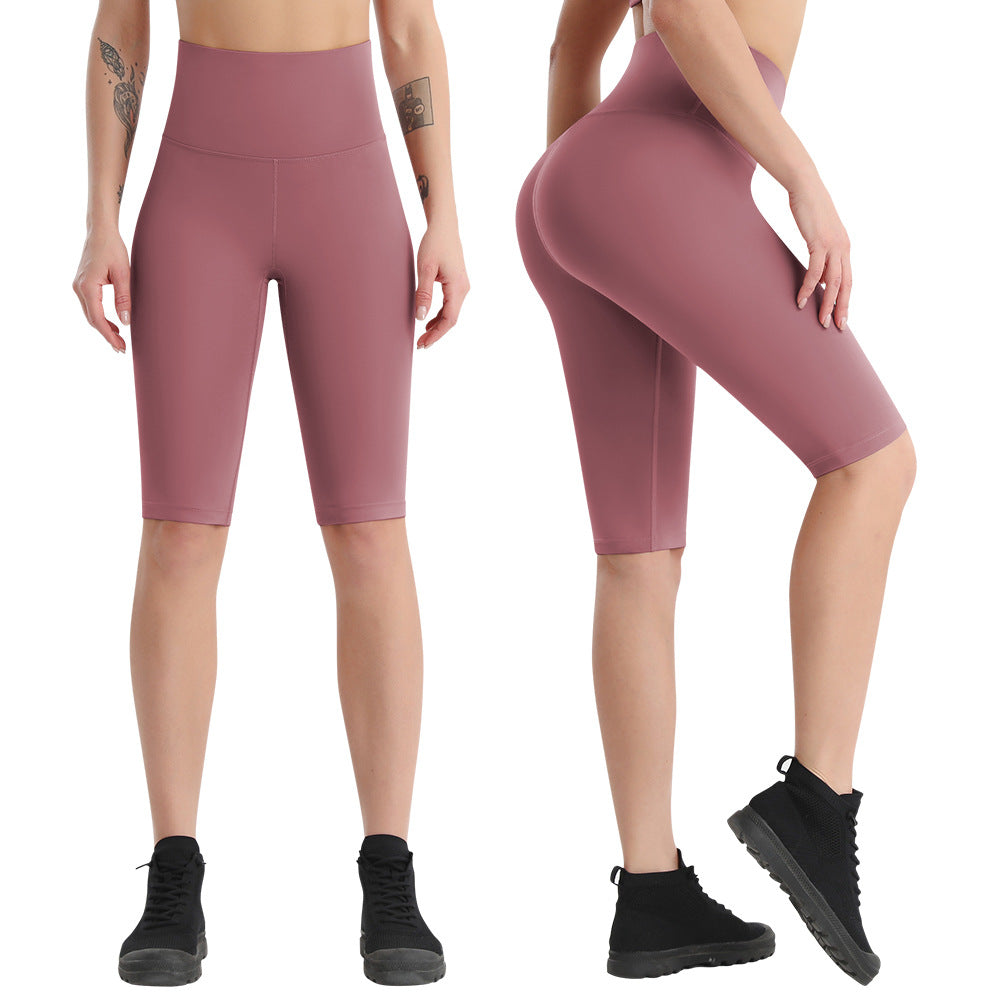 High-Waisted Longline Biker Shorts - Dusty Rose