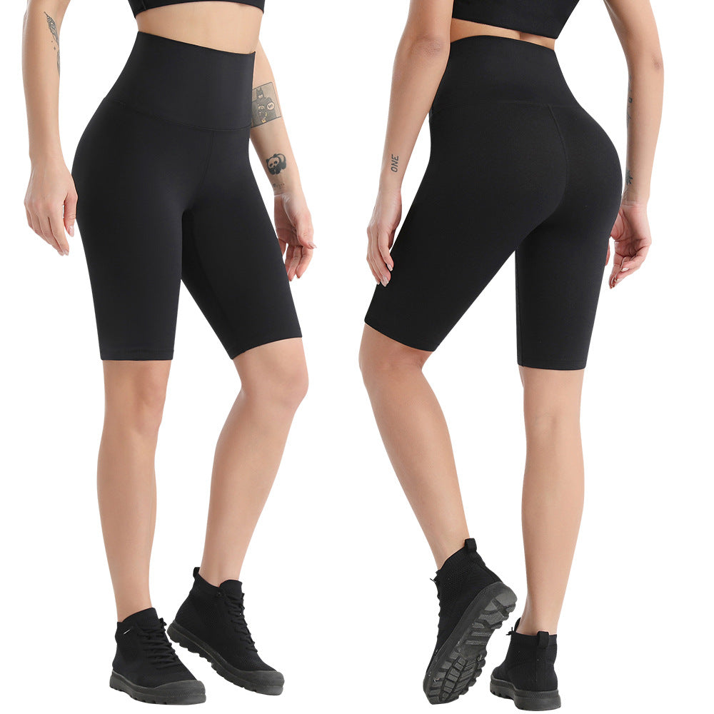 High-Waisted Longline Biker Shorts - Black