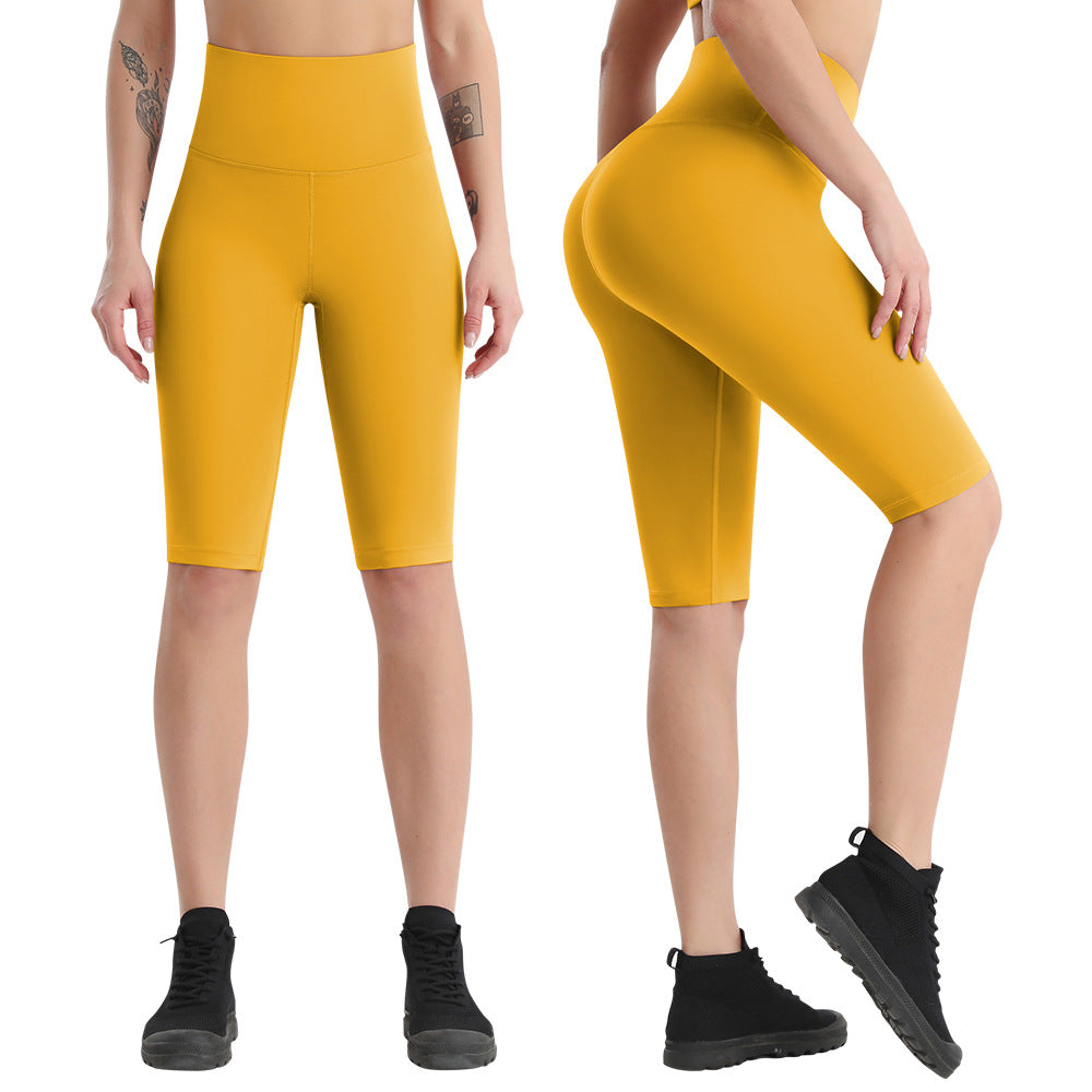 High-Waisted Longline Biker Shorts - Mustard