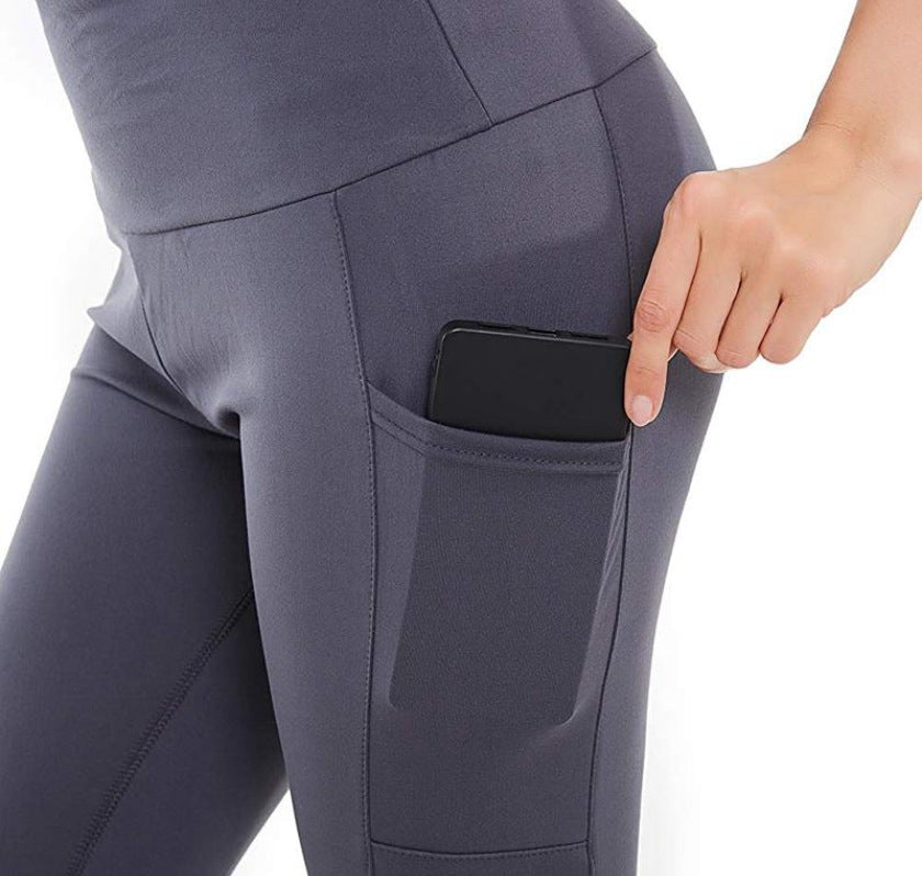 High-Waisted Leggings with Two Side Pockets - Slate