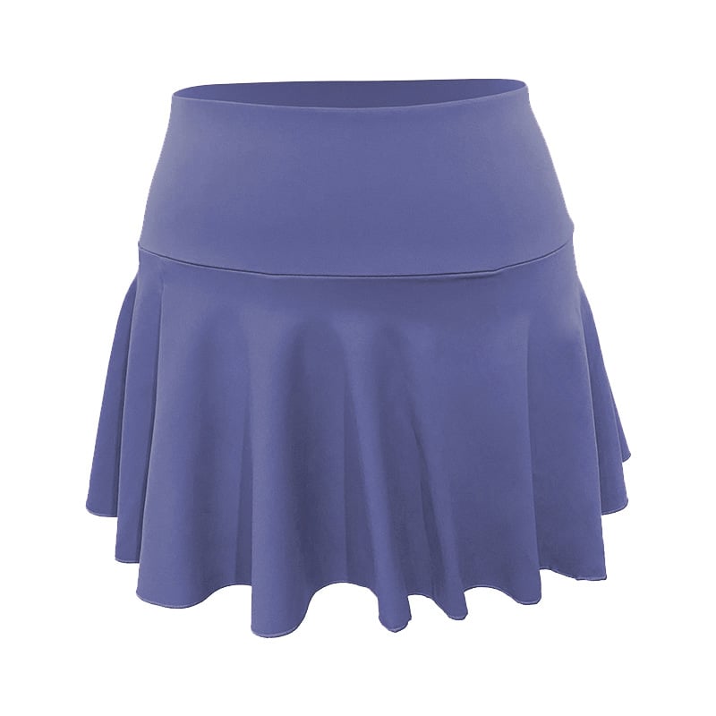 High-Waisted Tennis Skort with Flared Hem - Periwinkle