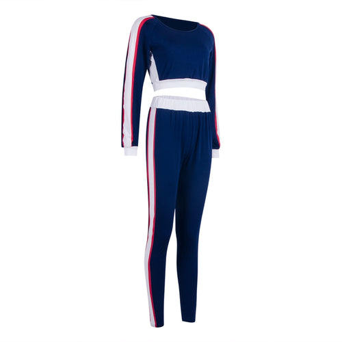 Contrast-Stripe Crop Top and Leggings Set