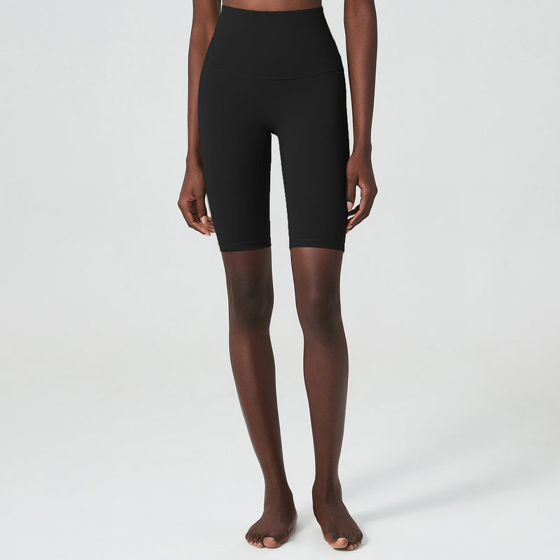High-Waisted Biker Shorts with Wide Waistband - Black