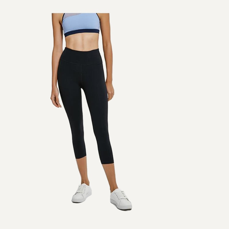 High-Waisted Leggings with Contrast Side Seams - Black
