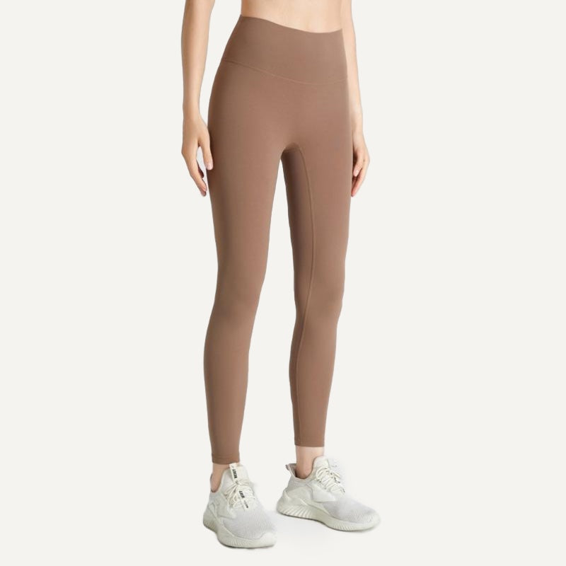 High-Waisted Leggings in Solid Colors - Tan