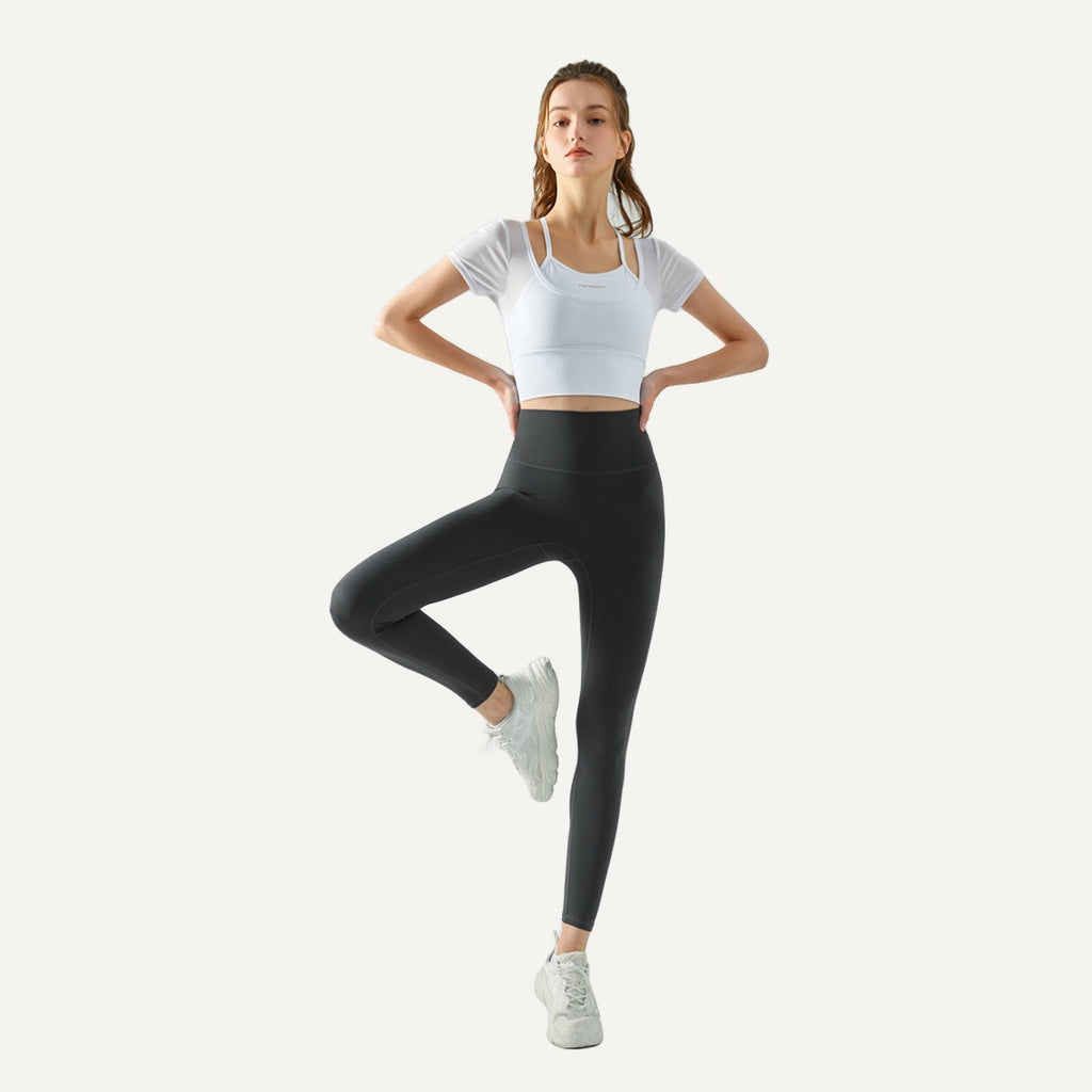 High-Waisted Leggings with Wide Waistband - full look