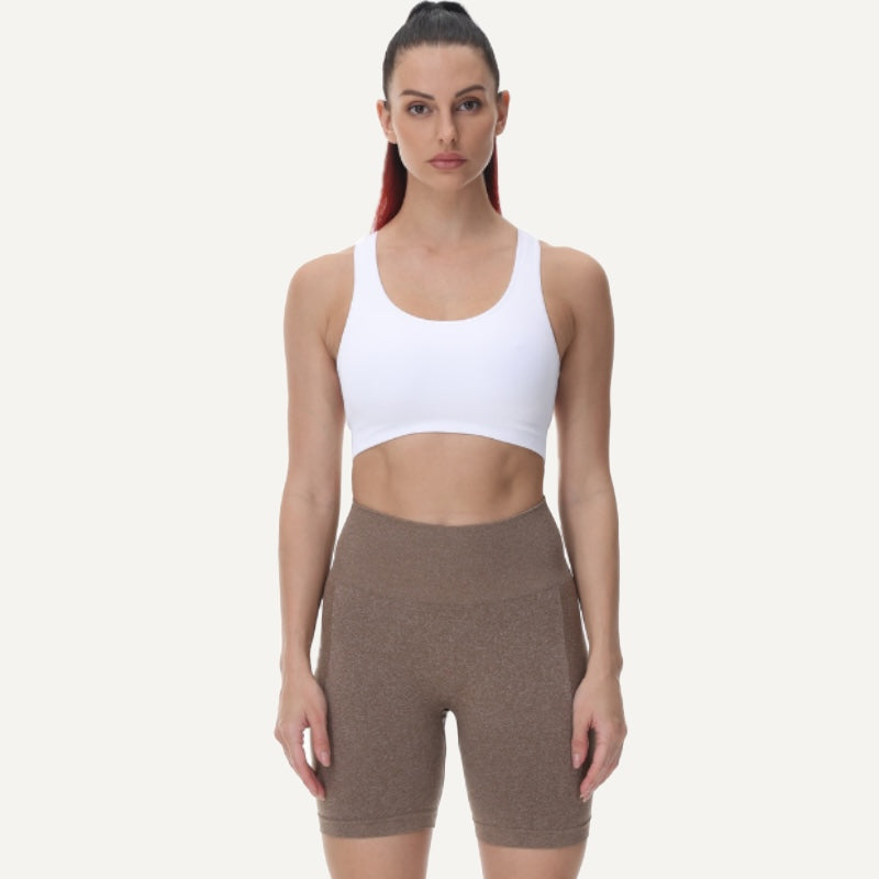 High-Waisted Heathered Workout Shorts - full look
