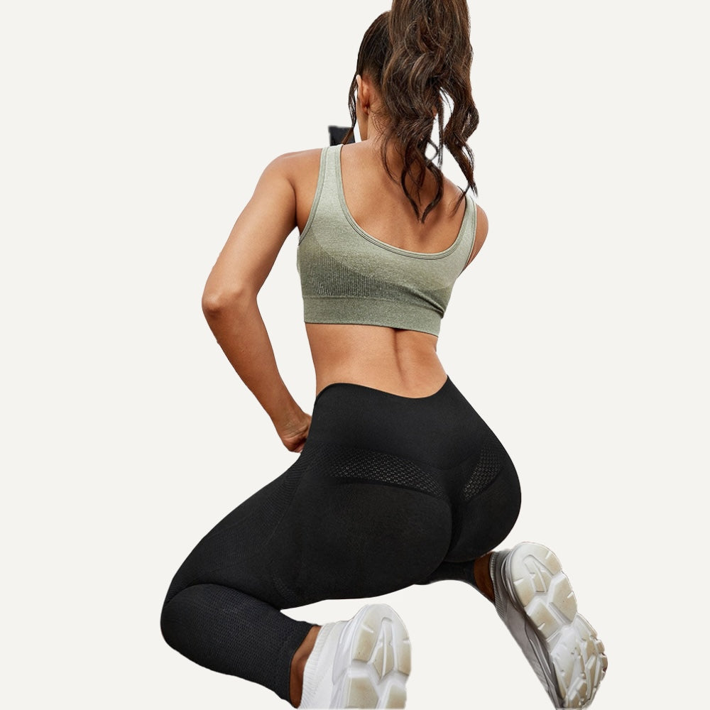 High-Waisted Leggings with Heathered Contour Panels - full look