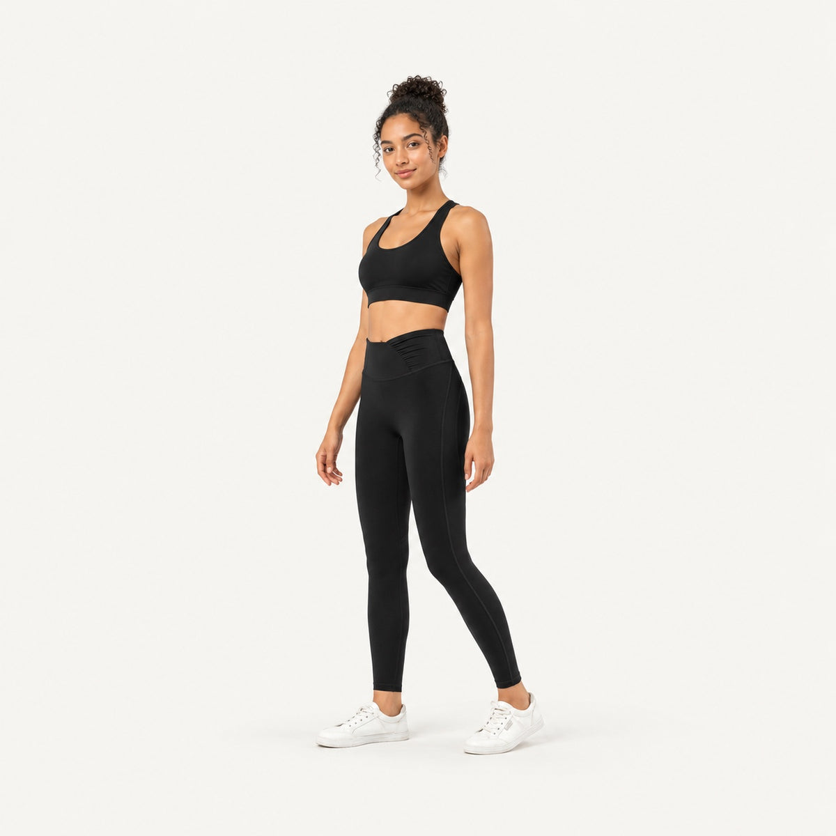 High-Waisted Leggings with Angled Waistband - full look