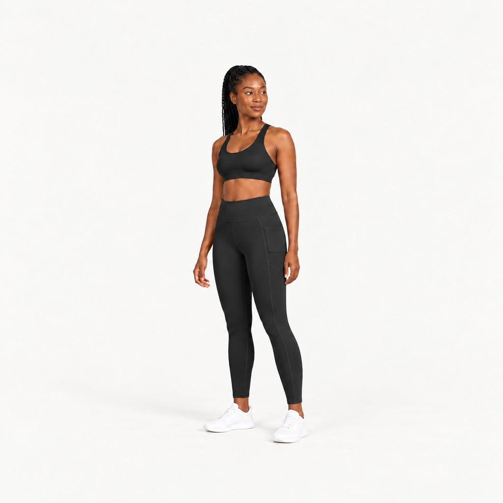 High-Waisted Leggings with Side Phone Pockets - full look