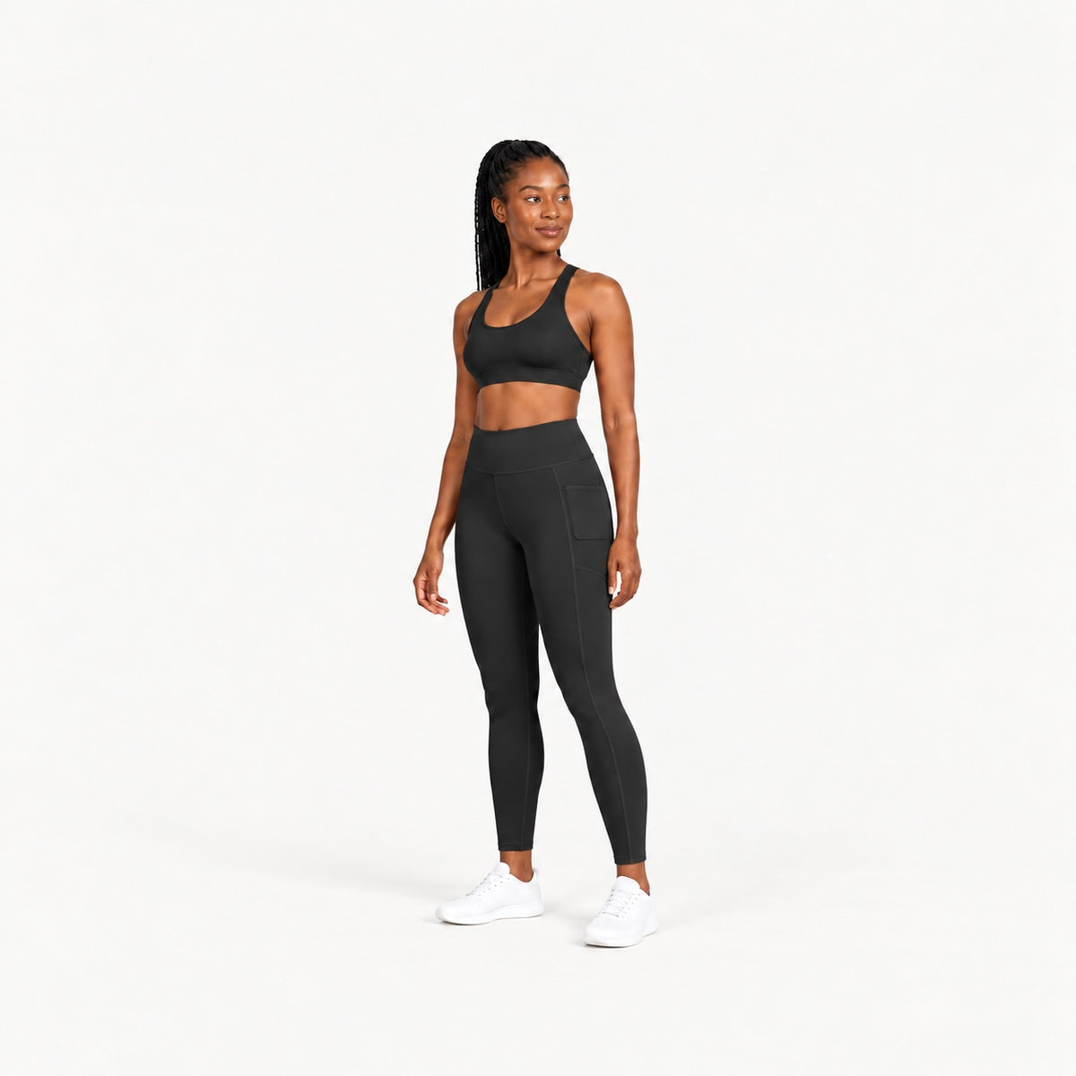 High-Waisted Leggings with Side Phone Pockets - full look