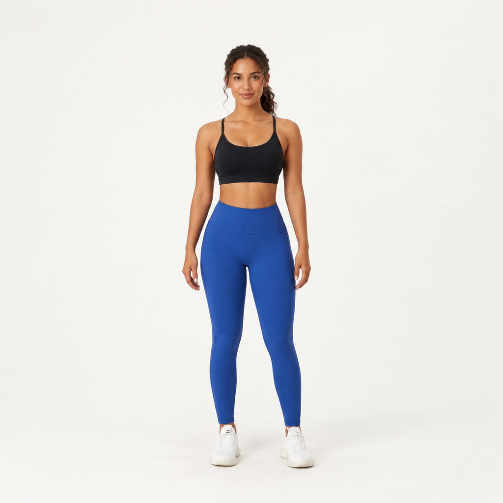 High-Waisted Leggings with Curved Waist Seams - full look