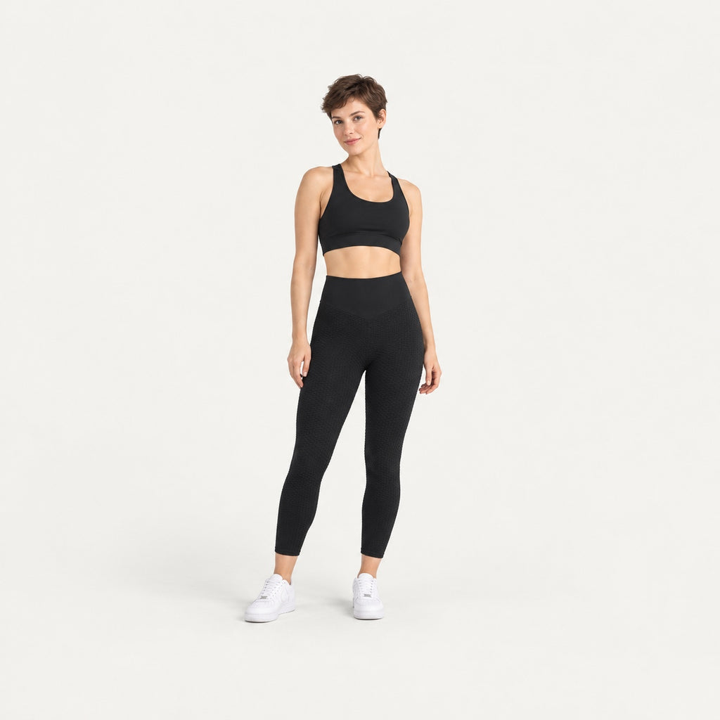 High-Waisted Textured Cropped Leggings - full look