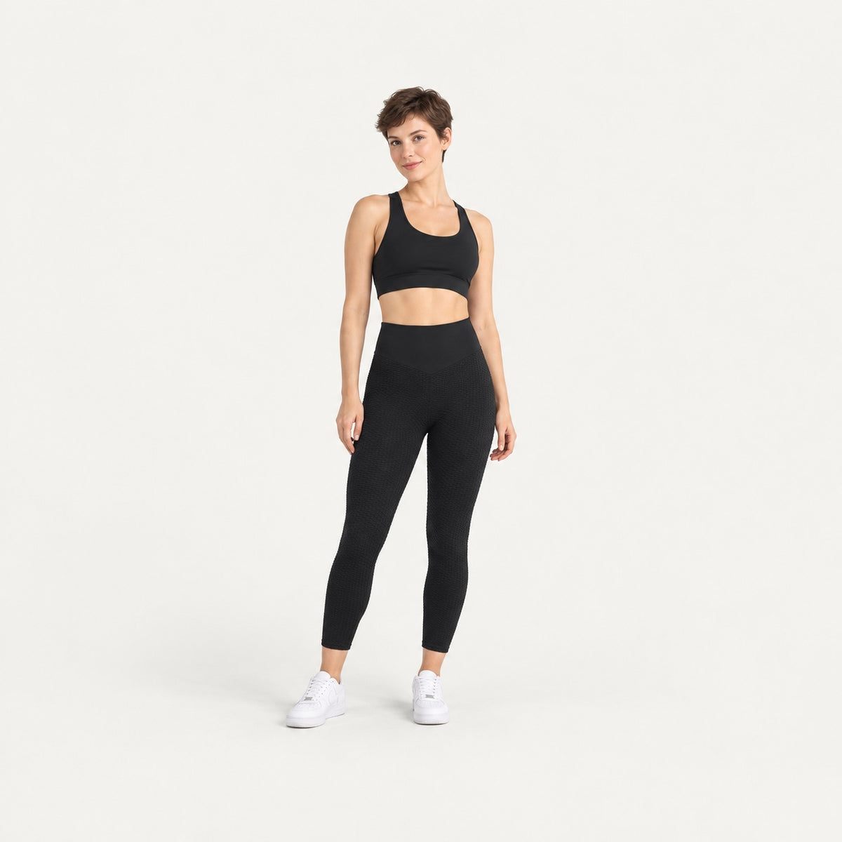 High-Waisted Textured Cropped Leggings - full look