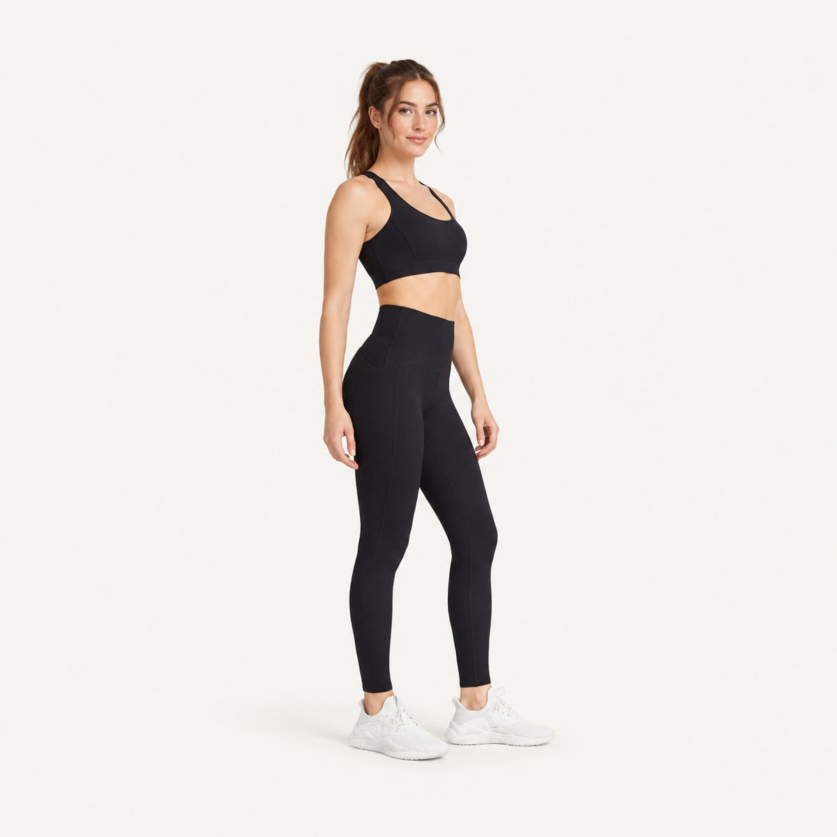 High-Waisted Ribbed Leggings - full look