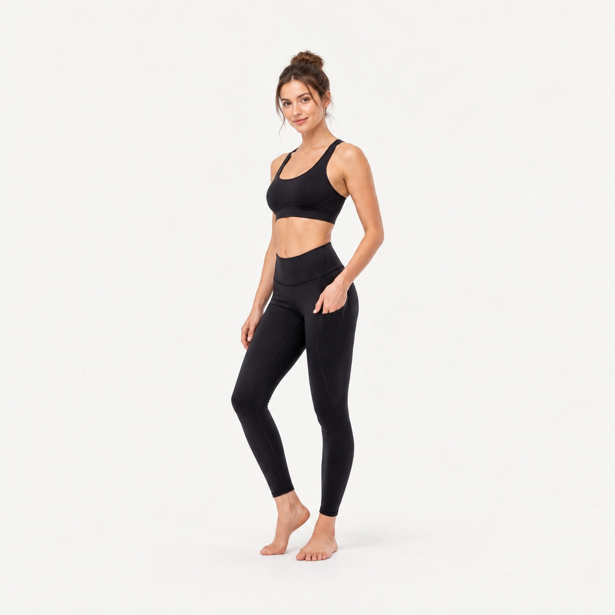 High-Waisted Leggings with Side Pockets - full look
