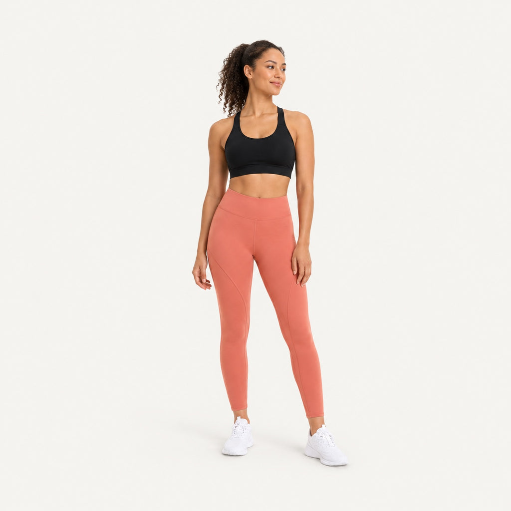 High-Waisted Leggings with Angled Thigh Seams - full look
