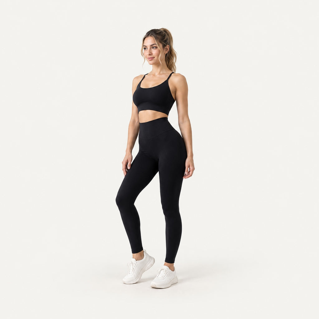 High-Waisted Solid Nylon Leggings - full look