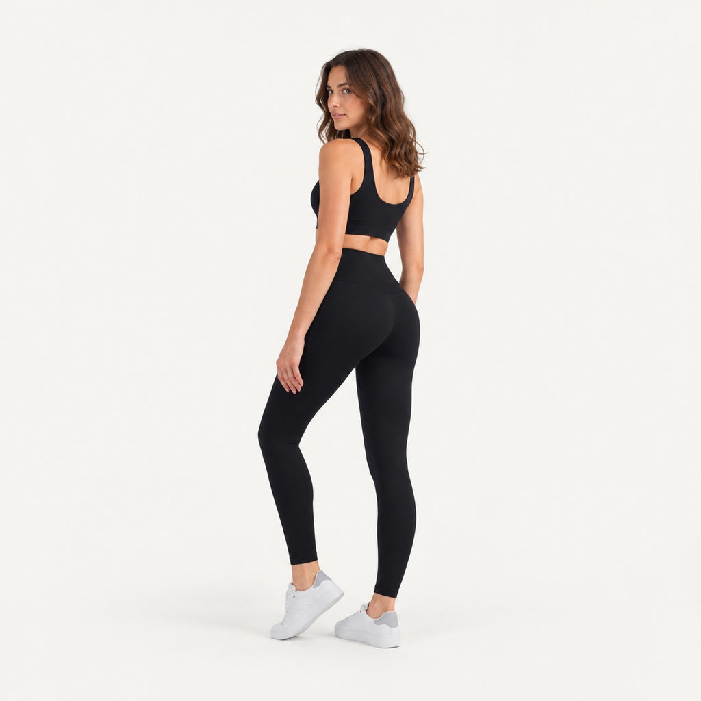 High-Waisted Leggings with Wide Smooth Waistband - full look