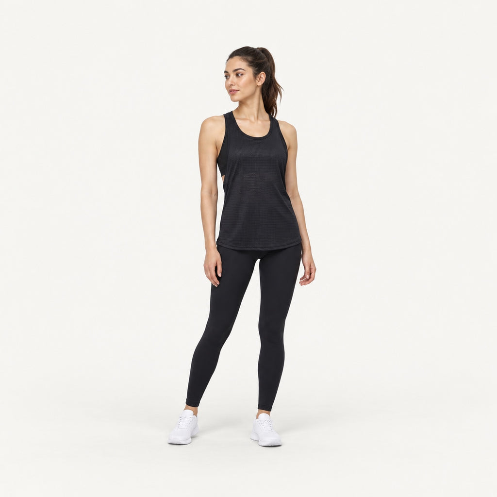 Layered Workout Tank with Split Back - full look