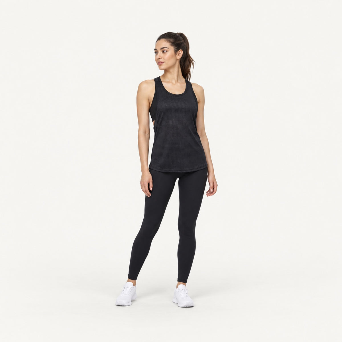 Layered Workout Tank with Split Back - full look