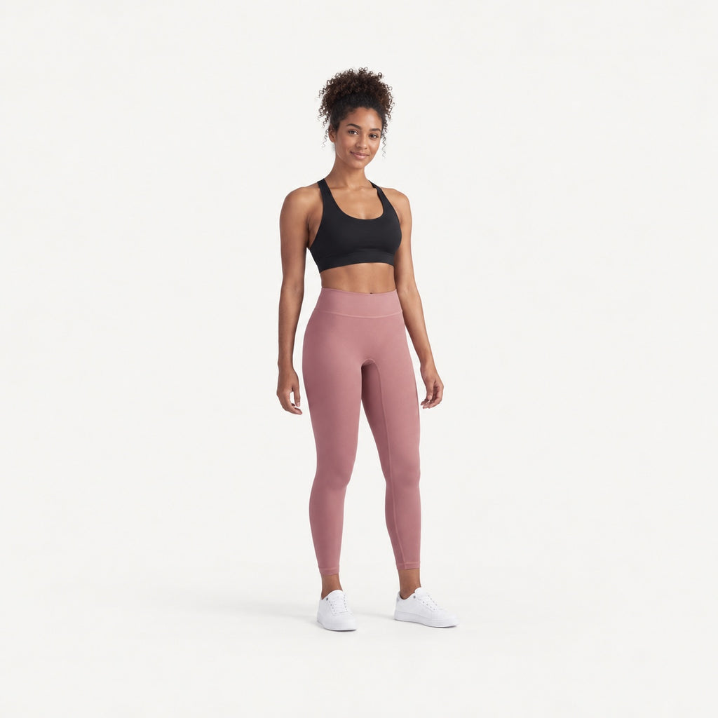 High-Waisted Ankle Leggings with Plain Finish - full look