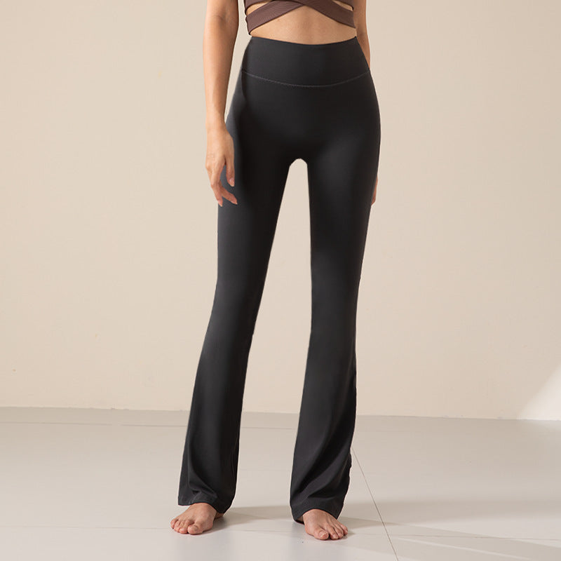 High-Waisted Flared Nylon Pants - Charcoal