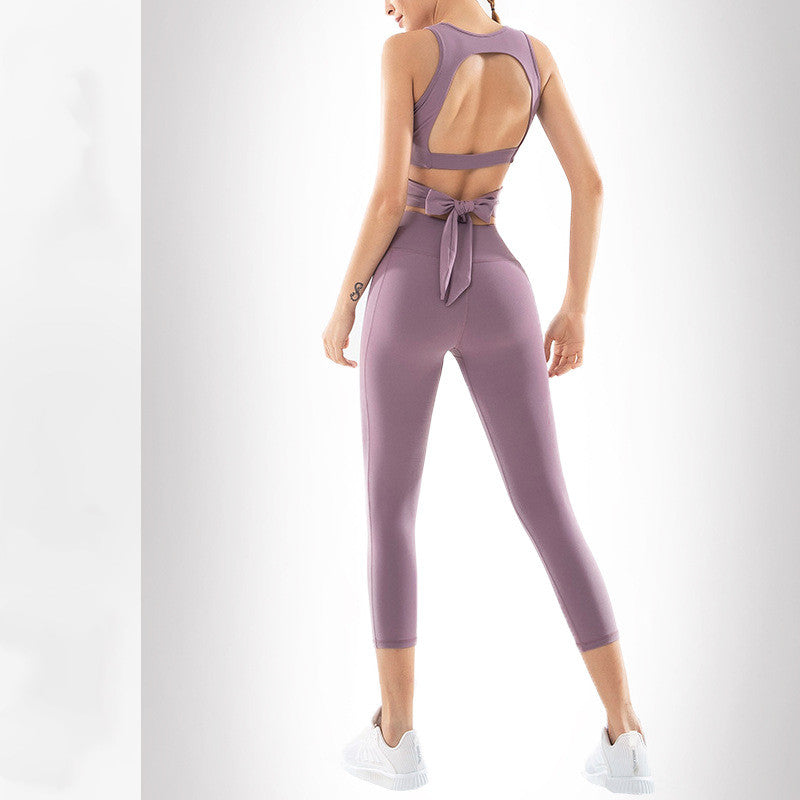 Tie-Back Crop Top and Ankle Leggings Set