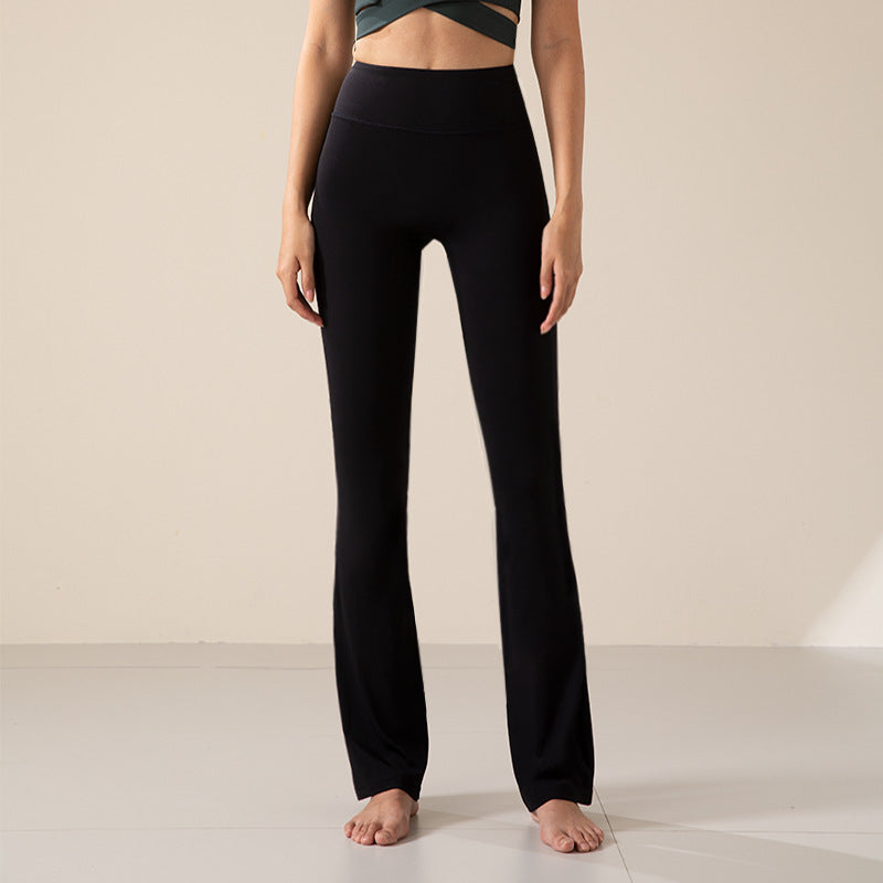 High-Waisted Flared Nylon Pants - Black