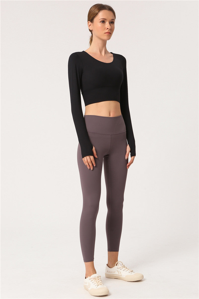 Long Sleeve Crop Top with Crisscross Open Back