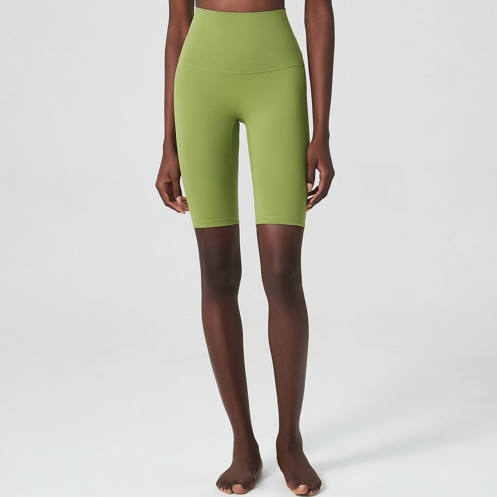 High-Waisted Biker Shorts with Wide Waistband - Lime Green