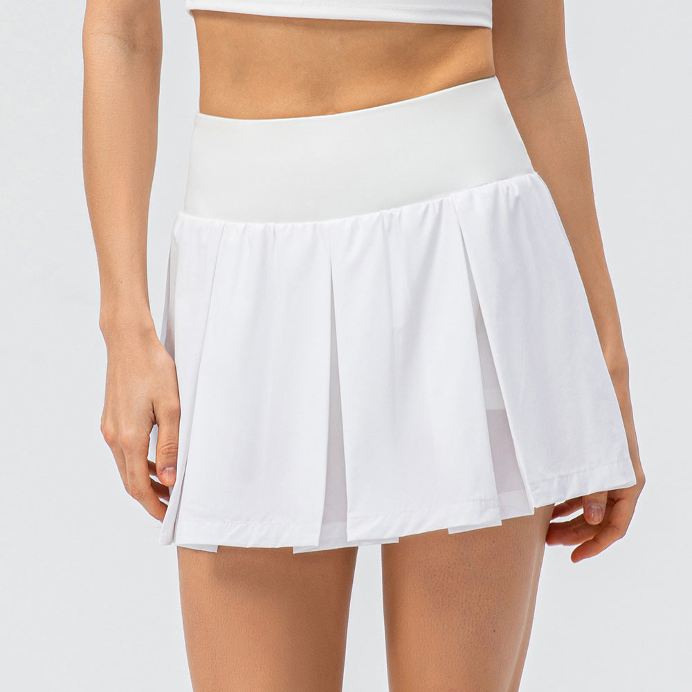 High-Waisted Pleated Tennis Skort - White