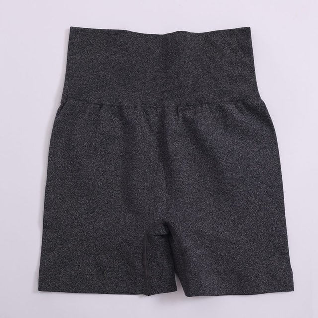 High-Waisted Shorts with Ribbed Waistband - Black