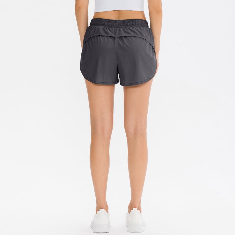 Layered Running Shorts with Drawstring Waist - Charcoal