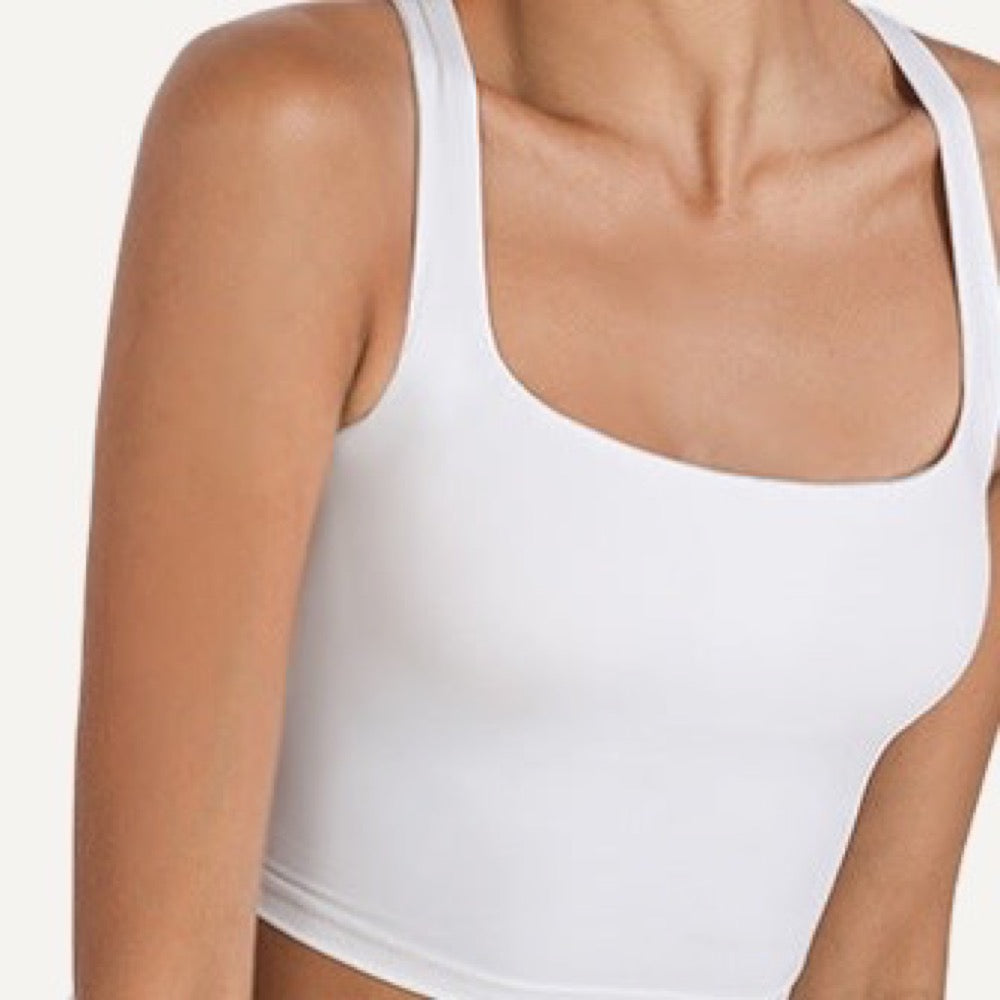 Cross-Back Crop Tank with Wide Straps - detail