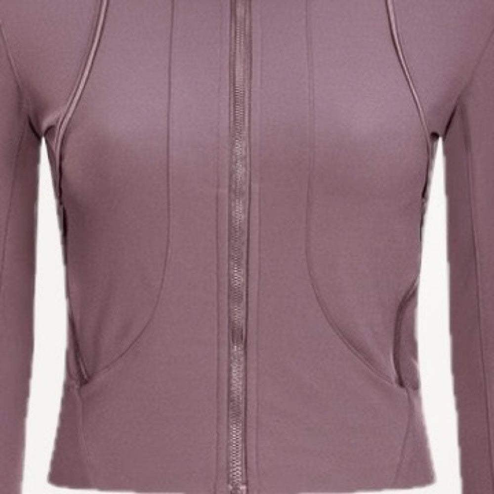 Fitted Full-Zip Stand-Collar Workout Jacket - detail