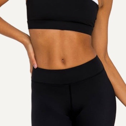 Colorblock Bra and Striped Leggings Set - detail