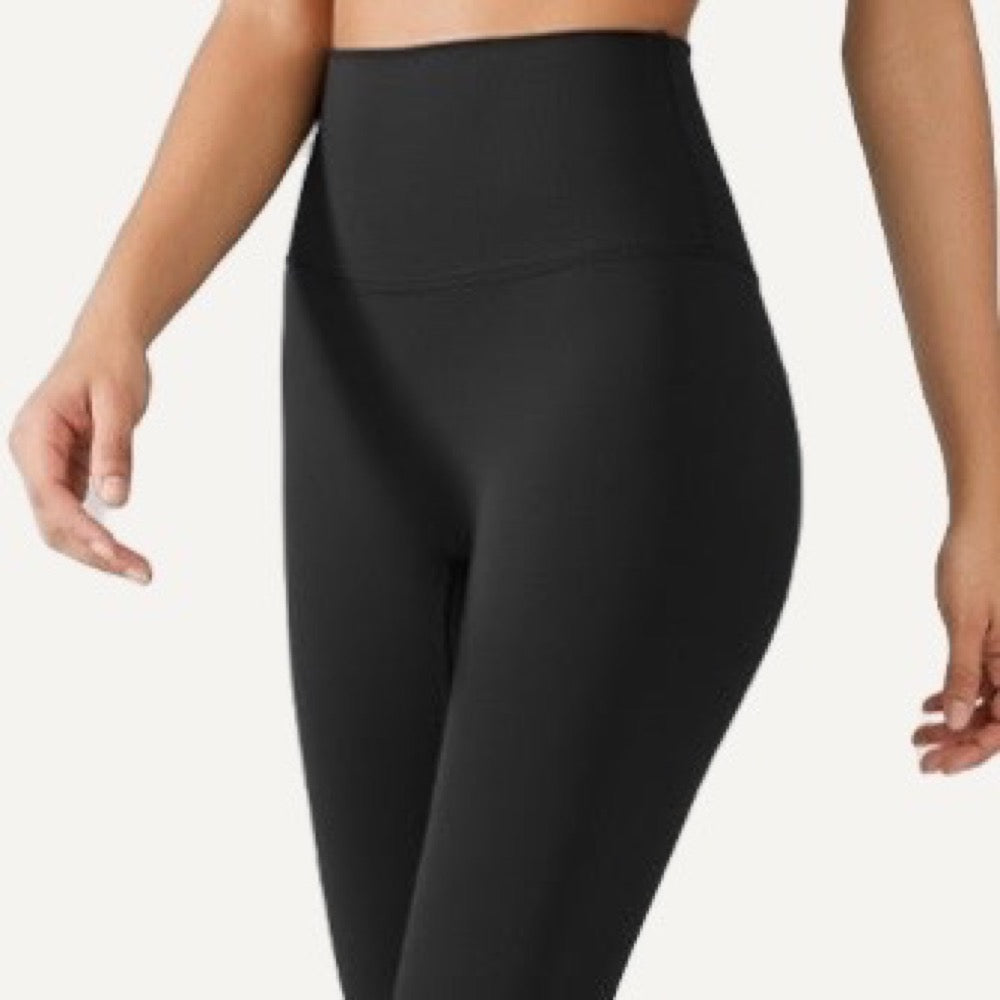 High-Waisted Solid Leggings with Wide Waistband - detail