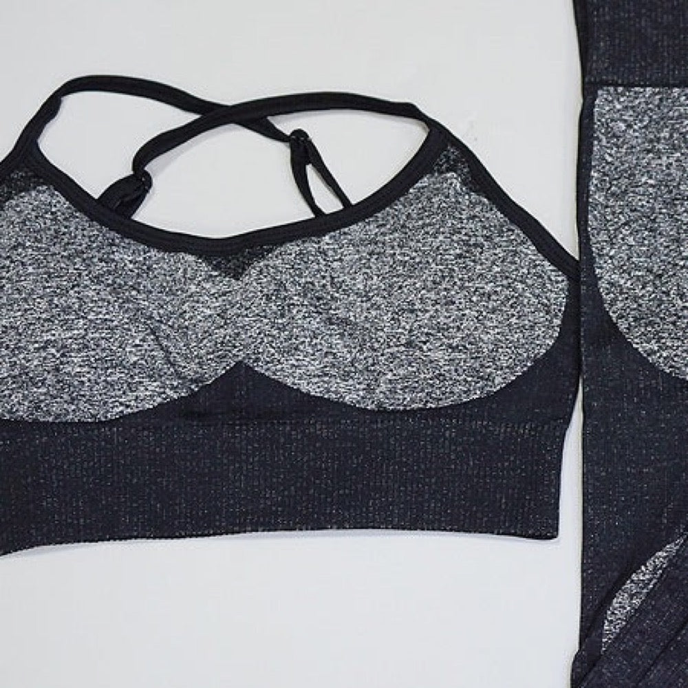 Cross-Strap Sports Bra and Panel Leggings Set - detail