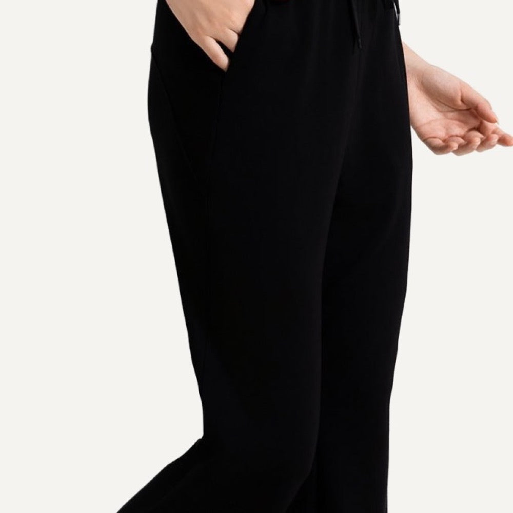Drawstring Wide-Leg Workout Pants with Pockets - detail