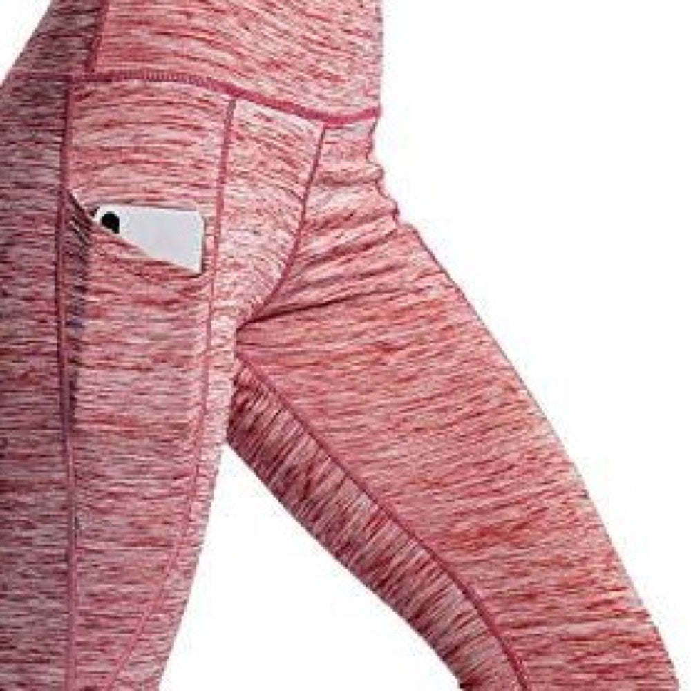 Heathered High-Waisted Leggings with Side Pockets - detail