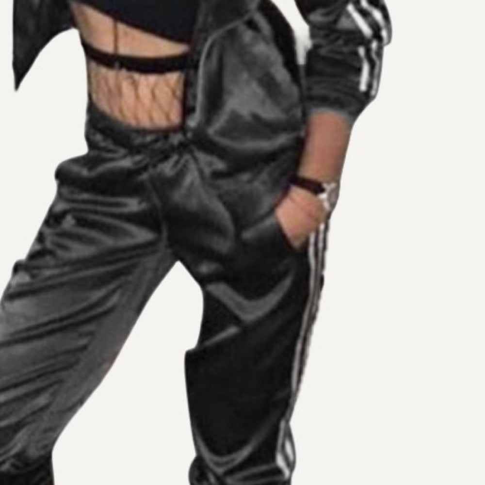 Zip Jacket and Joggers Set with Side Stripes - detail